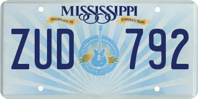 MS license plate ZUD792