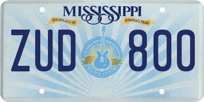 MS license plate ZUD800