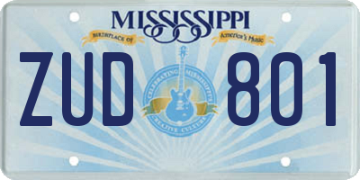MS license plate ZUD801