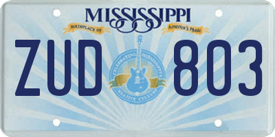 MS license plate ZUD803
