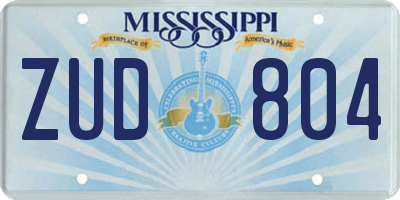 MS license plate ZUD804