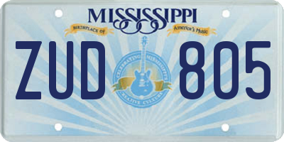 MS license plate ZUD805