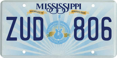 MS license plate ZUD806
