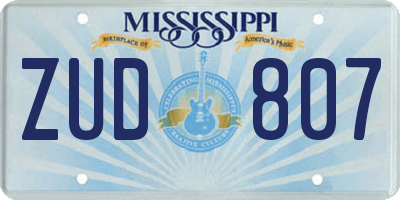 MS license plate ZUD807