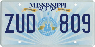 MS license plate ZUD809