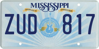 MS license plate ZUD817