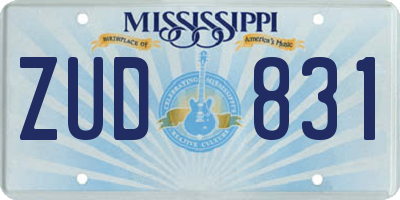 MS license plate ZUD831