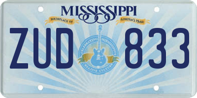MS license plate ZUD833