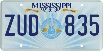 MS license plate ZUD835
