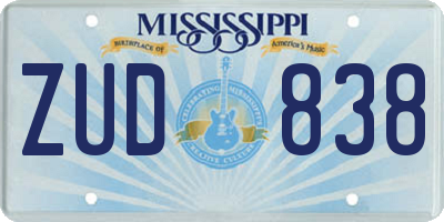 MS license plate ZUD838