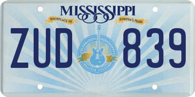 MS license plate ZUD839
