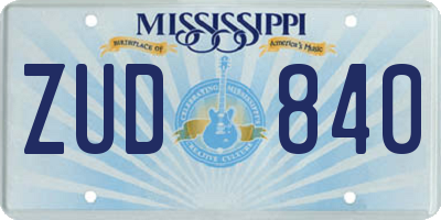 MS license plate ZUD840