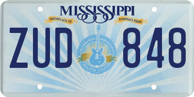 MS license plate ZUD848