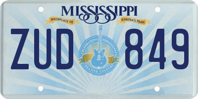 MS license plate ZUD849