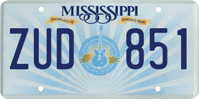 MS license plate ZUD851