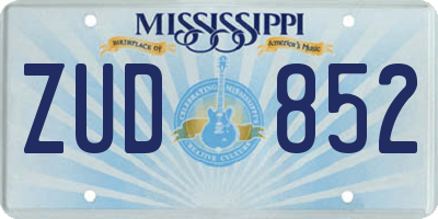 MS license plate ZUD852