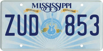 MS license plate ZUD853