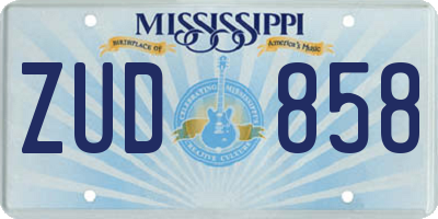 MS license plate ZUD858