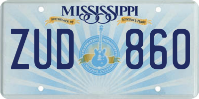 MS license plate ZUD860