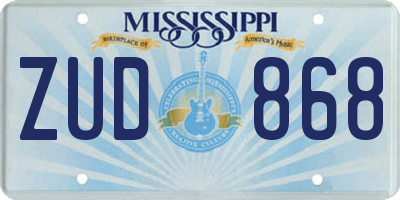 MS license plate ZUD868