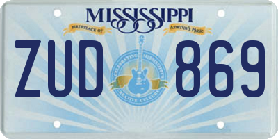 MS license plate ZUD869