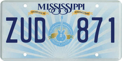 MS license plate ZUD871