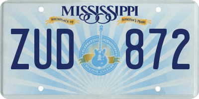 MS license plate ZUD872