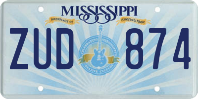 MS license plate ZUD874