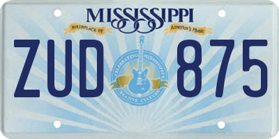 MS license plate ZUD875