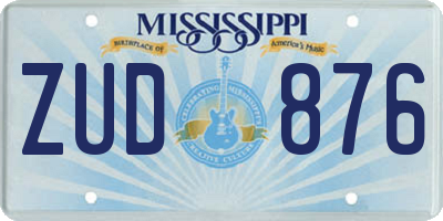 MS license plate ZUD876