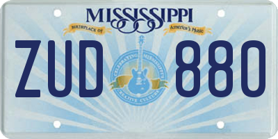 MS license plate ZUD880