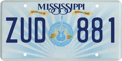 MS license plate ZUD881