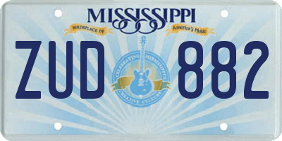 MS license plate ZUD882