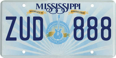 MS license plate ZUD888