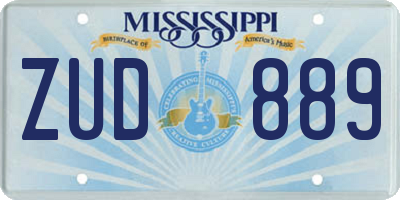 MS license plate ZUD889