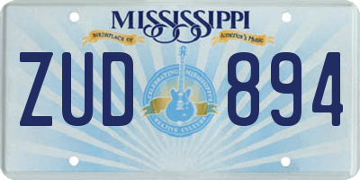 MS license plate ZUD894