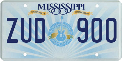 MS license plate ZUD900
