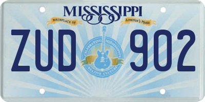 MS license plate ZUD902