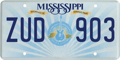 MS license plate ZUD903