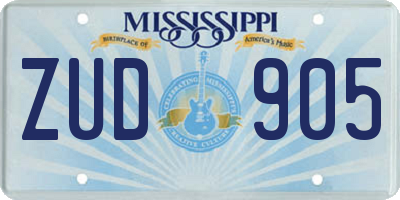 MS license plate ZUD905