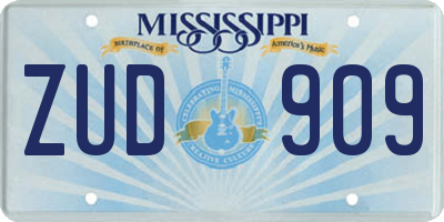 MS license plate ZUD909