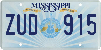 MS license plate ZUD915