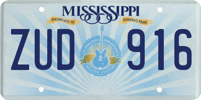 MS license plate ZUD916