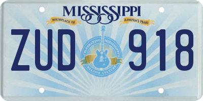 MS license plate ZUD918