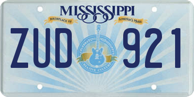 MS license plate ZUD921