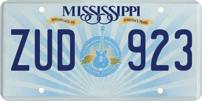 MS license plate ZUD923