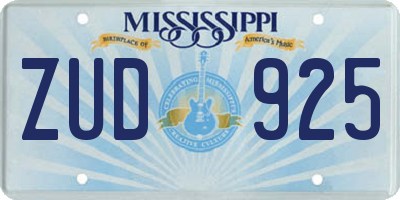 MS license plate ZUD925
