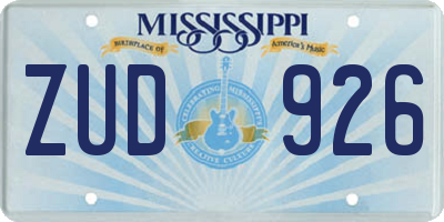 MS license plate ZUD926