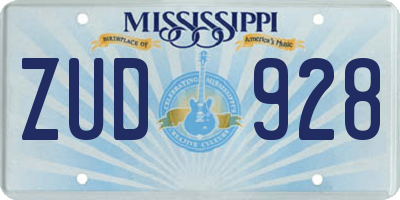 MS license plate ZUD928