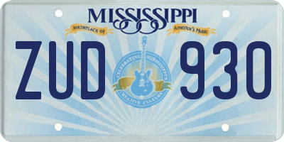 MS license plate ZUD930